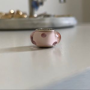 Pandora baby pink glass circle polka dot charm💗